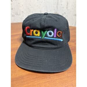 Crayola Hat Cap Snap Back Black Embroidered Rainbow Logo Graphic Colorful